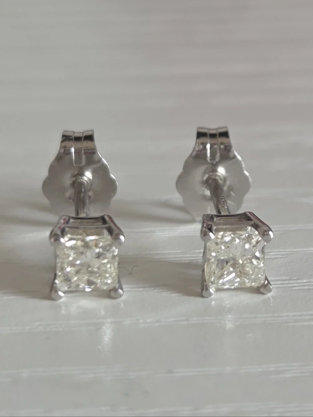 Natural Diamond Earrings 3/4 Ct tw Princess-cut 14k White Gold